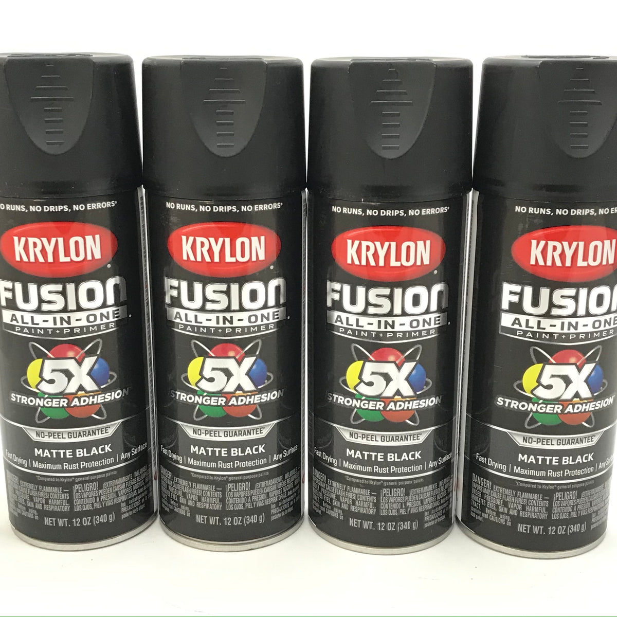 KRYLON 2754-6 PACK MATTE BLACK All-In-One Fusion Paint & Primer - No-Peel -  12 oz Aerosol 