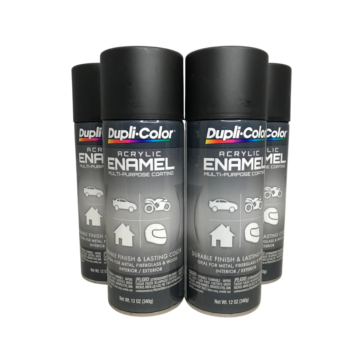 Dupl-Color DA1605 - 4 Pack General Purpose Acrylic Enamel Coating Flat Black - 12 oz. ea.