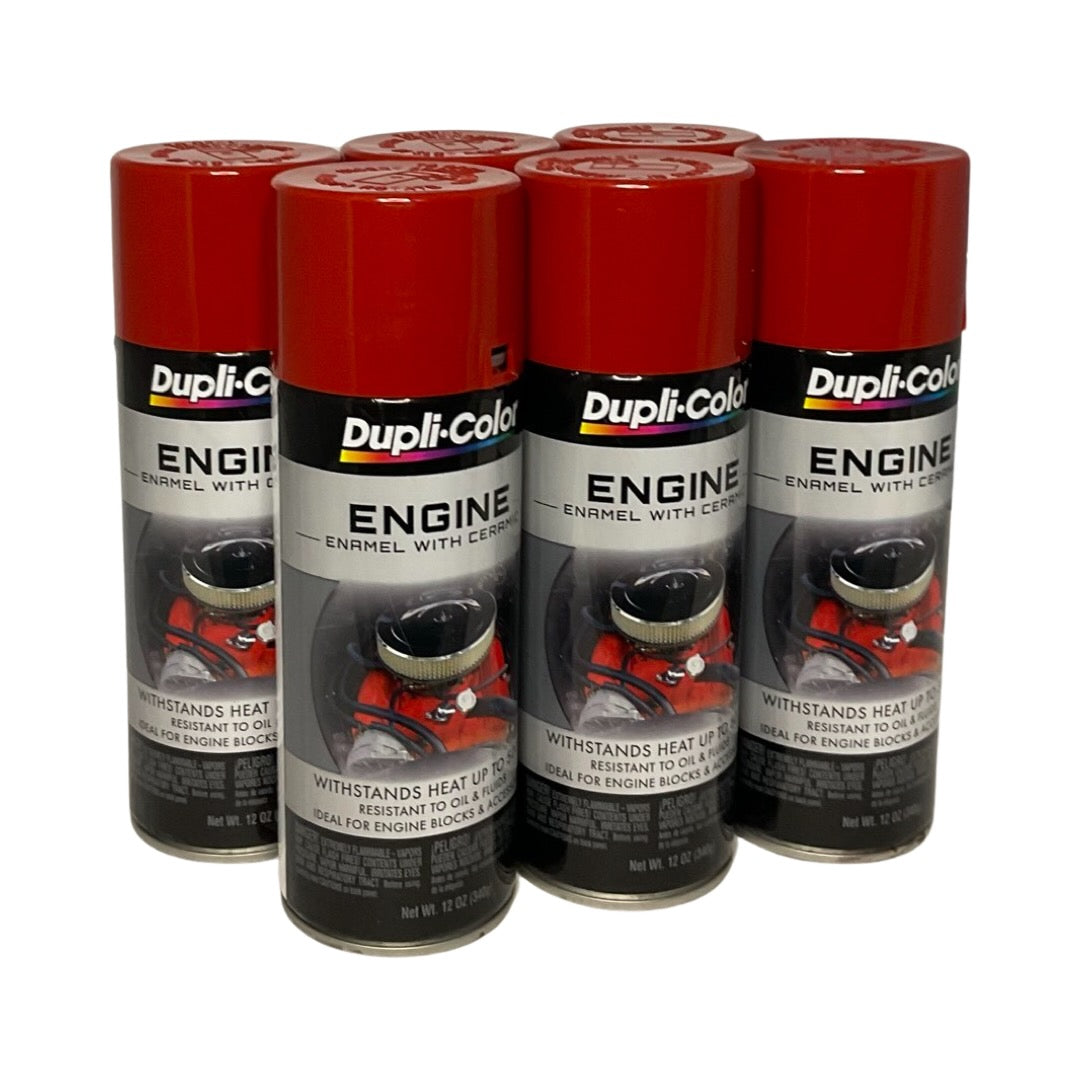 Duplicolor DE1605 - 6 Pack Ford Red Engine Paint With Ceramic - 12 oz. ea.