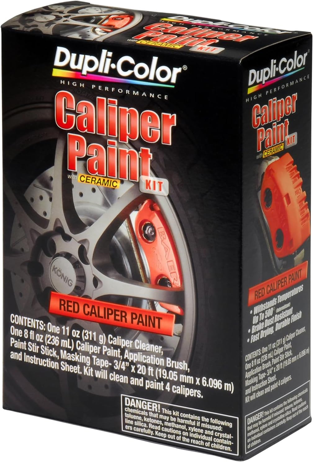 Duplicolor BCP400 Red Caliper Kit - Red Brake Caliper Kit - Up to 4 Calipers