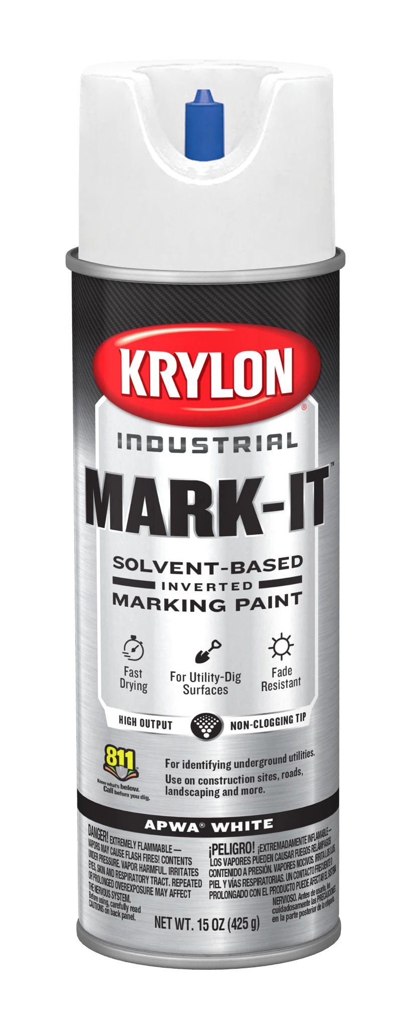 Krylon Mark-It 730008 Industrial SB APWA White Inverted Marking Paint - 15 oz