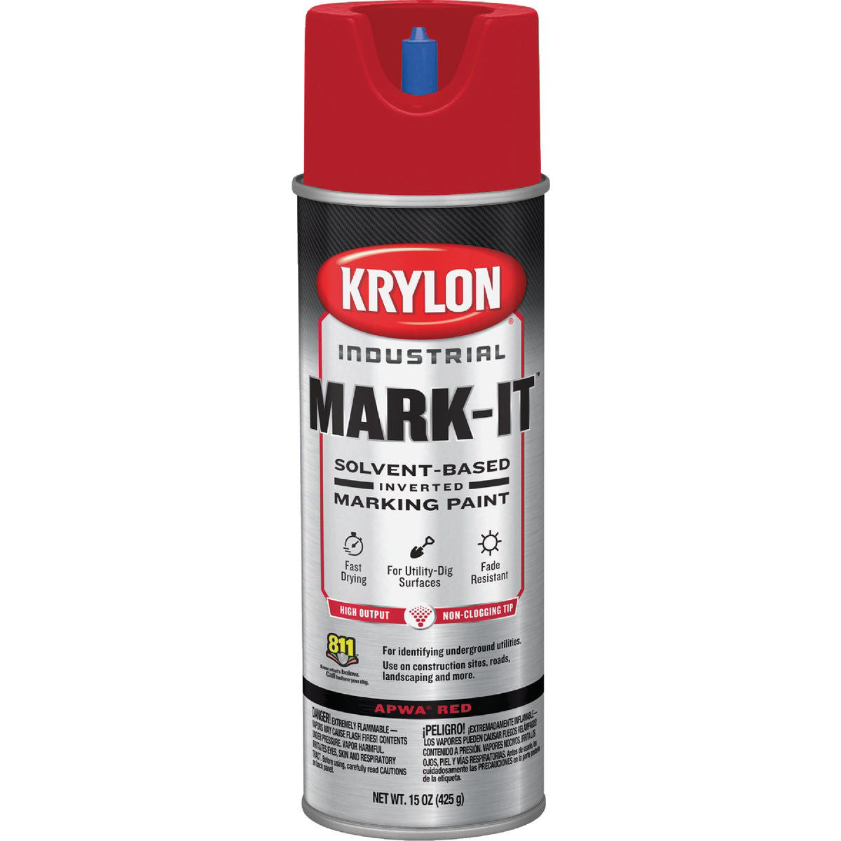 Krylon Mark-It 730208 Industrial SB APWA Red Inverted Marking Paint - 15 oz