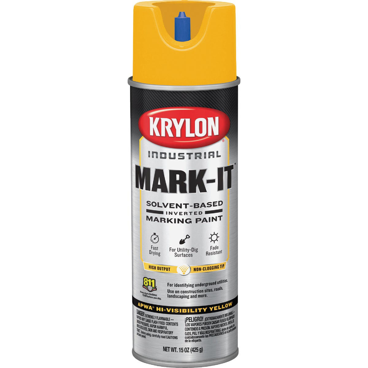 Krylon Mark-It 730108 Industrial SB APWA Safety Yellow Inverted Marking Paint - 15 oz