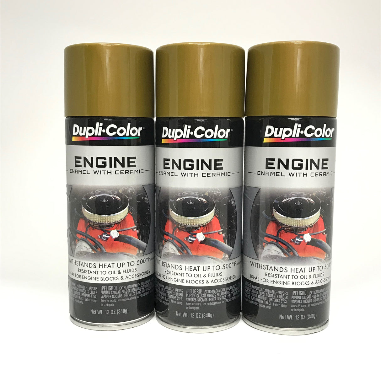 Duplicolor DE1604 -3 Pack Engine Enamel Paint with Ceramic Universal Gold - 12 oz