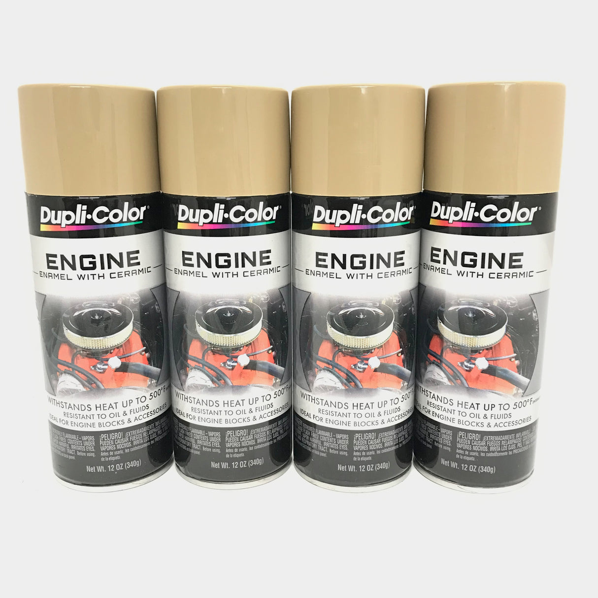 Duplicolor DE1638-4 PACK Engine Enamel Paint w/ Ceramic, CUMMINS BEIGE - 12 oz