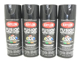 KRYLON 2702-4 PACK GLOSS BLACK All-In-One Fusion Paint & Primer - No Peel - 12 oz Aerosol