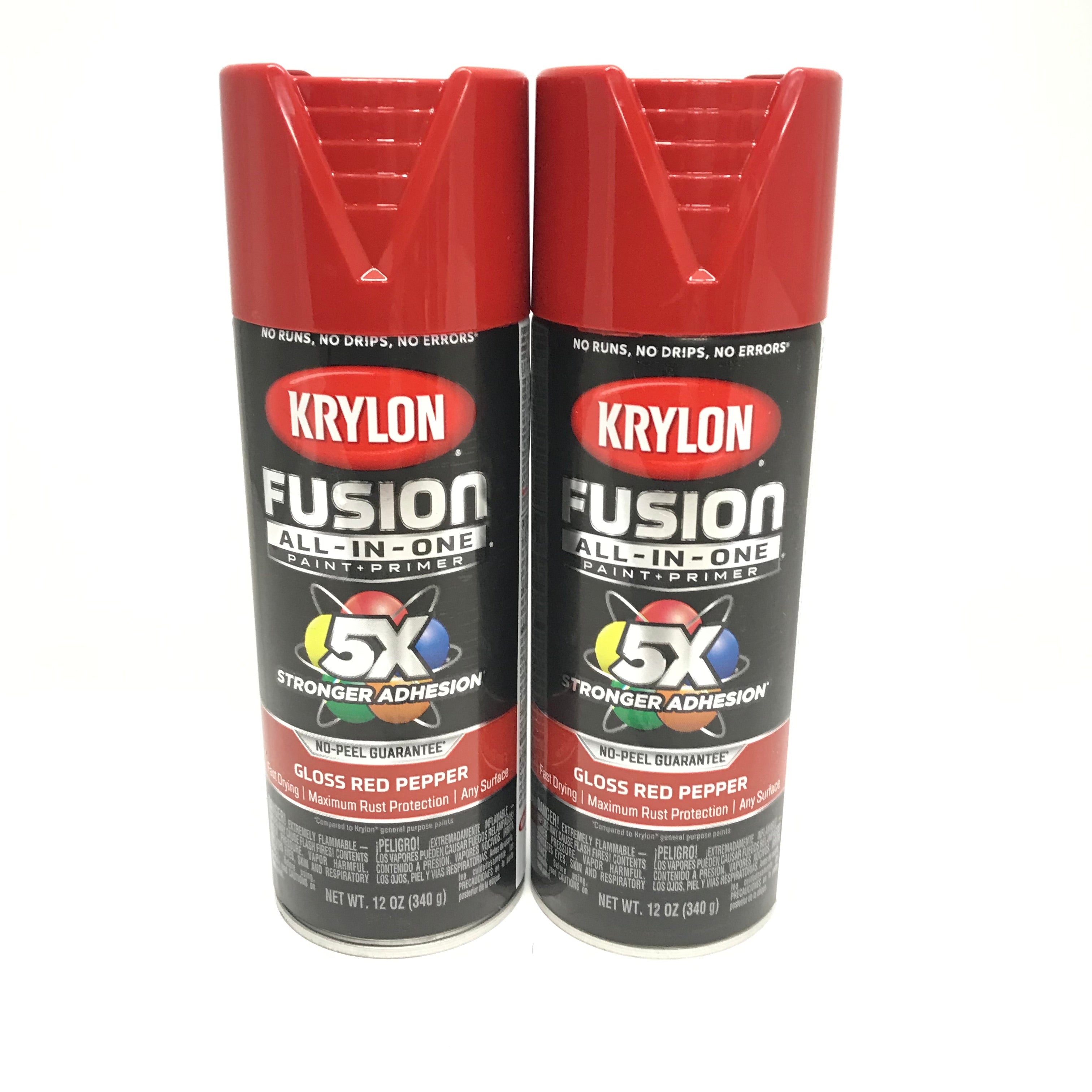 KRYLON 2720-2 PACK Gloss Red Pepper All-In-One Fusion Paint & Primer -  No-Peel - 12 oz Aerosol