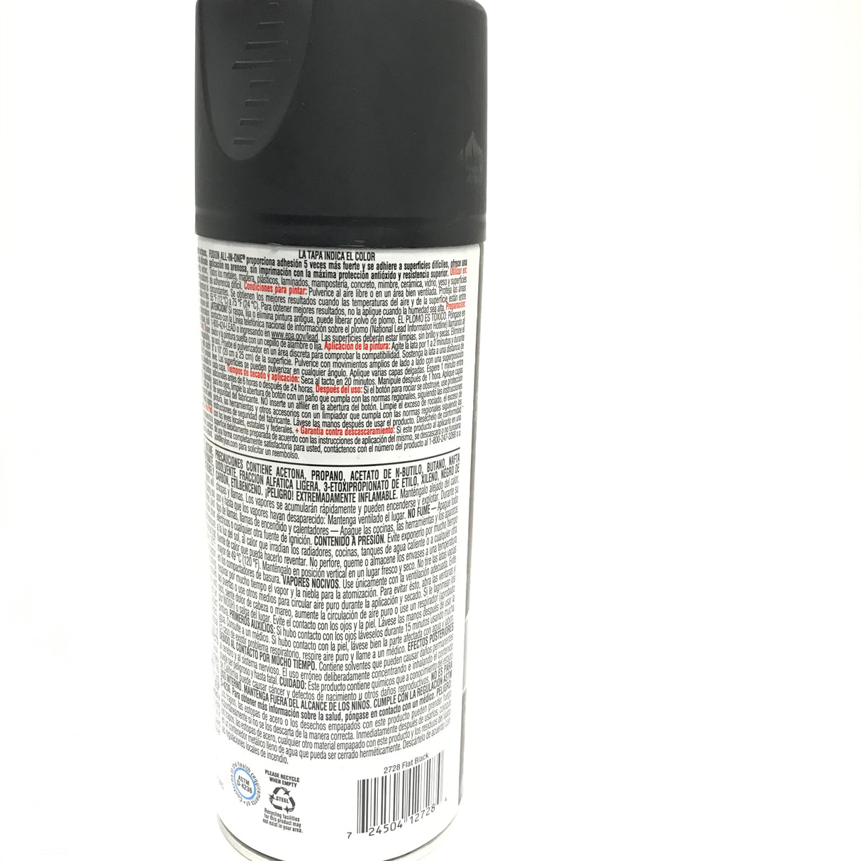 KRYLON 2728 FLAT BLACK All-In-One Fusion Paint & Primer - No-Peel - 12 oz Aerosol