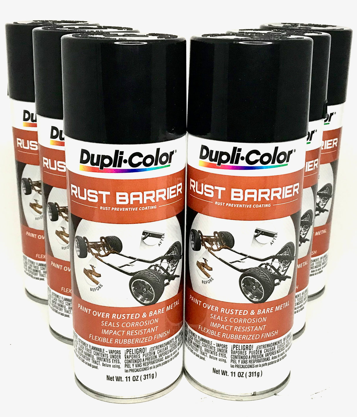 Duplicolor RBA101 6 PK Rust Barrier Gloss Black Rust Preventive Coating - 11 oz