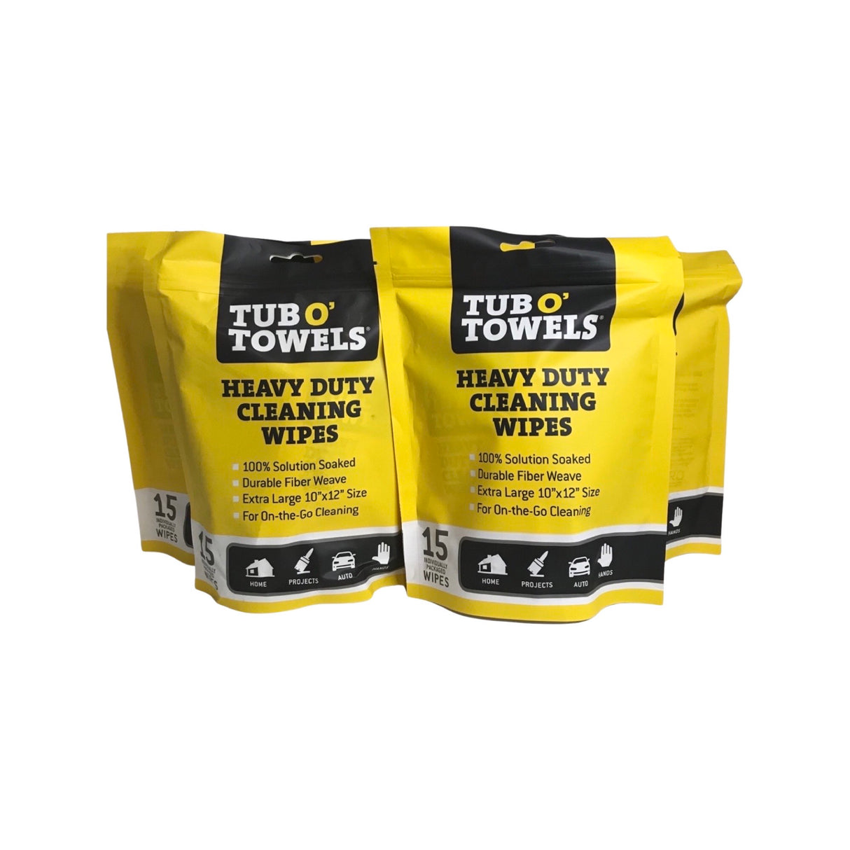 Tub O' Towels TW01-15 - 4 Pack Heavy Duty Multi-Surface Cleaning Wipes