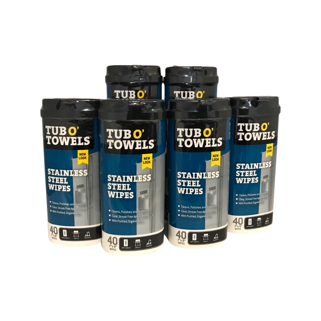 Tub O' Towels TW40-SS - 6-Pack Stainless Steel Wipes