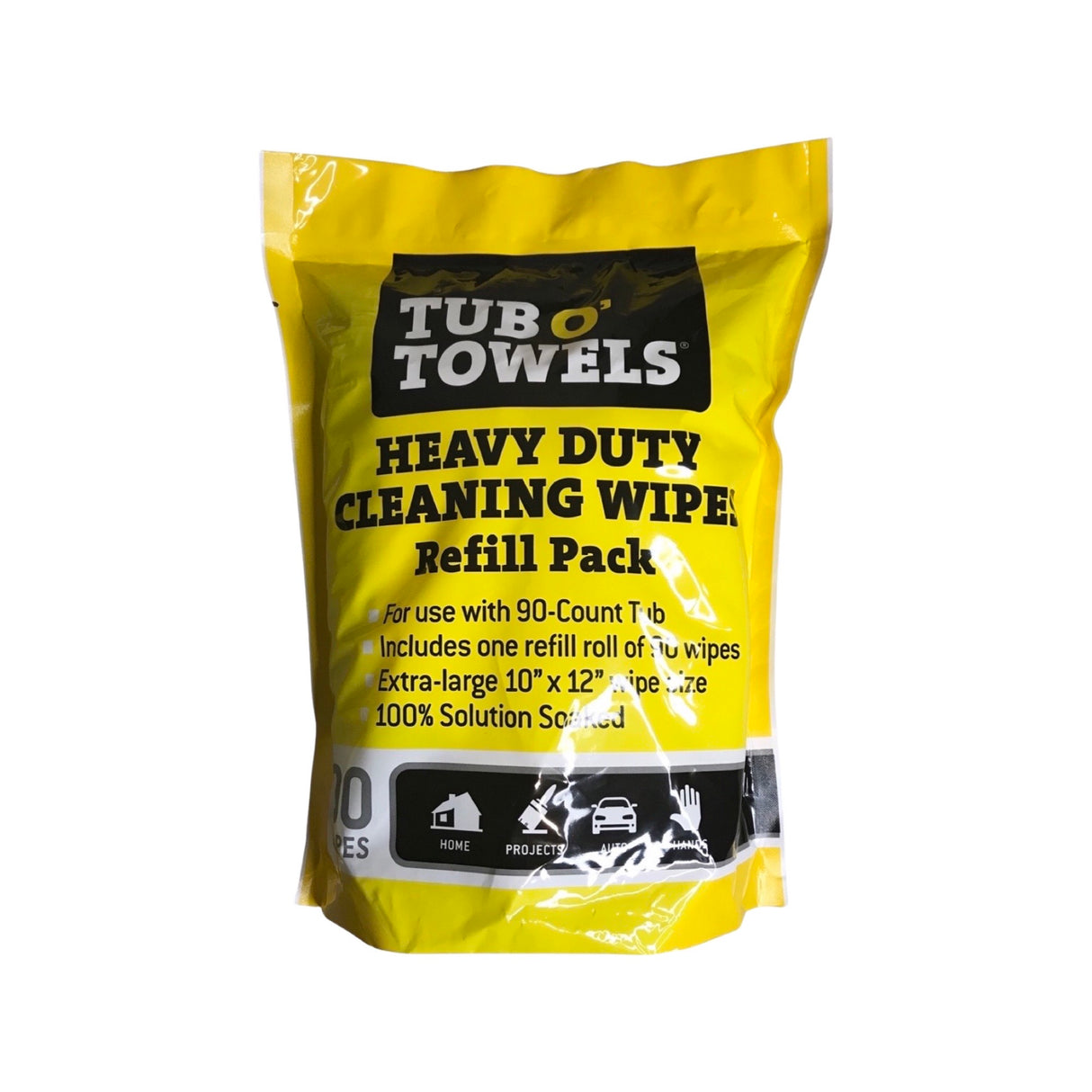 Tub O' Towels TW90-P - Heavy Duty Extra Large 10" x 12" Cleaning Wipes Refill - 90 ct.